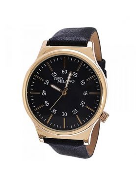 Deo Milano Classic Black Strap & Gold Dial Men's Watch